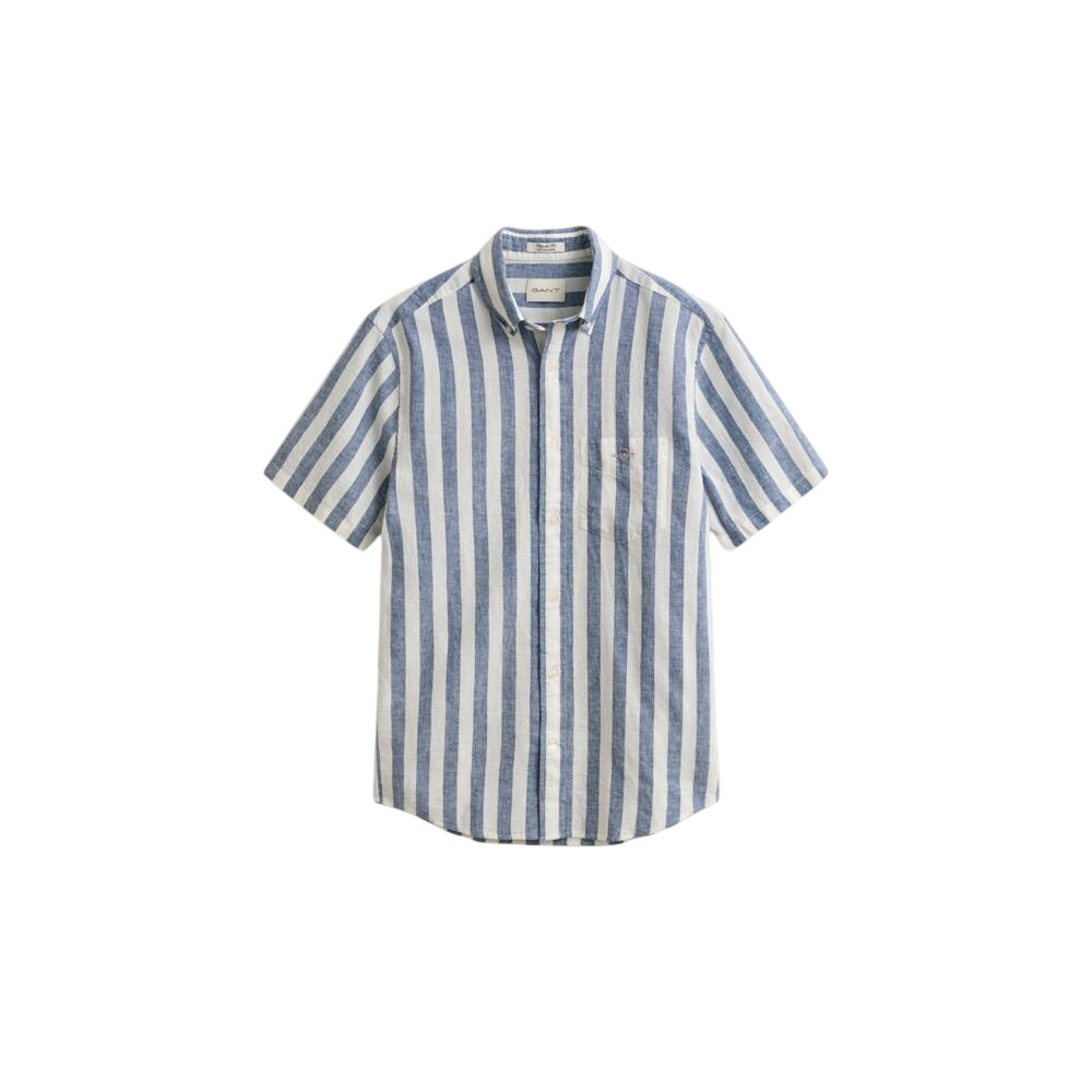 Gant Striped Linen Blend Short Sleeved Shirt